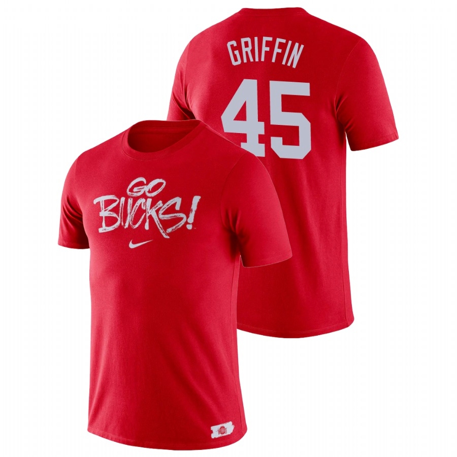 Ohio State Buckeyes Men's NCAA Archie Griffin #45 Scarlet Brush Phrase College Football T-Shirt BLO0749ZN